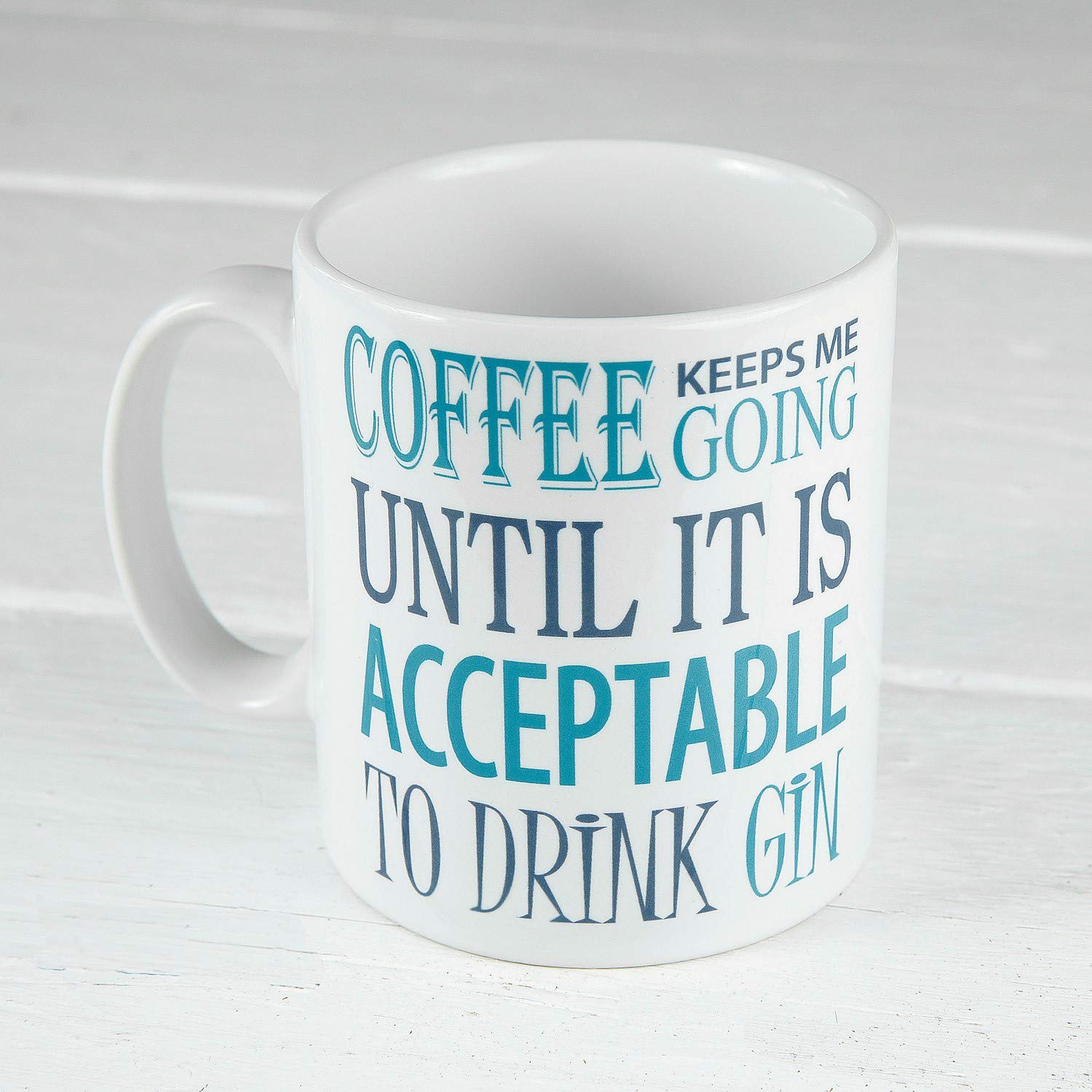 60 Second Makeover Men's White Limited Coffee Keeps Me Going Until It Is Acceptable To Drink Gin Mug Cup Funny Novelty Gift