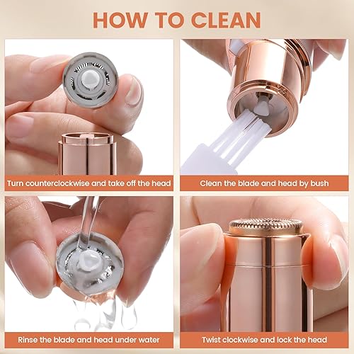 Miniatura 7 de Depilación facial para mujeres, dispositivo removedor de vello portátil sin dolor, recargable, con 2 cabezales de repuesto, para cara, labio