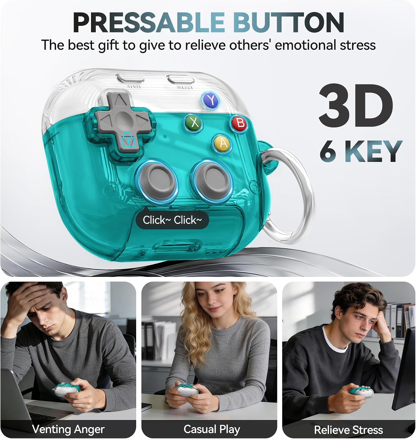 for AirPods 4 Case Cover 2024 with Safety Lock-Clear Blue image 3