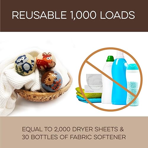 Miniatura 3 de Fluff Ewes - Bolas de lana reutilizables de alta calidad hechas a mano de Nueva Zelanda para lavandería, bebé, alternativa antiestática al