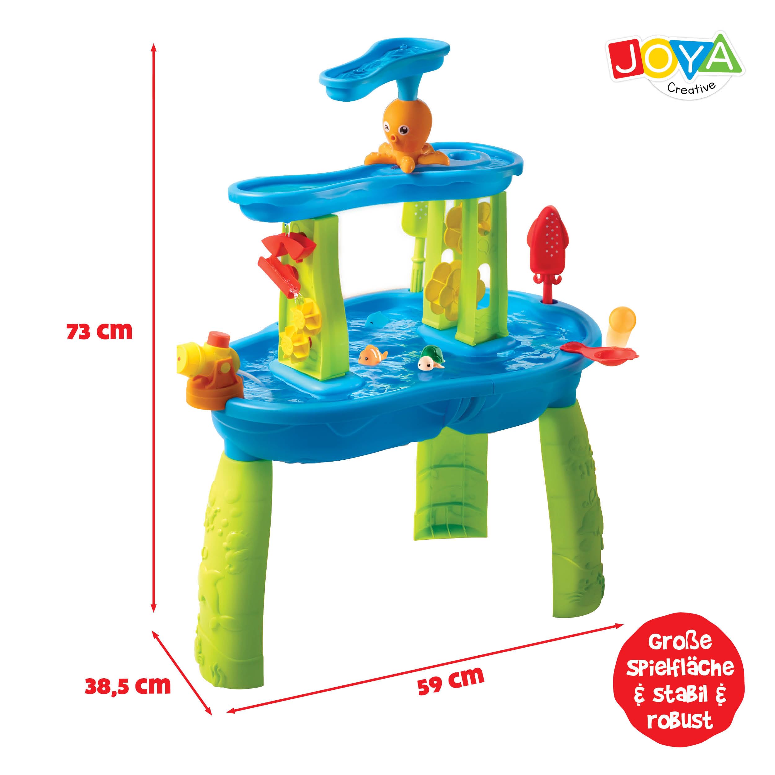 Tavolo ad acqua per ragazzi – Blu e Verde – Tavolo da gioco ad acqua – Set di 34 accessori – Effetto cascata – Dimensioni 59 x 38,5 x 73 cm – Tavolo attività con acqua per esterni e G