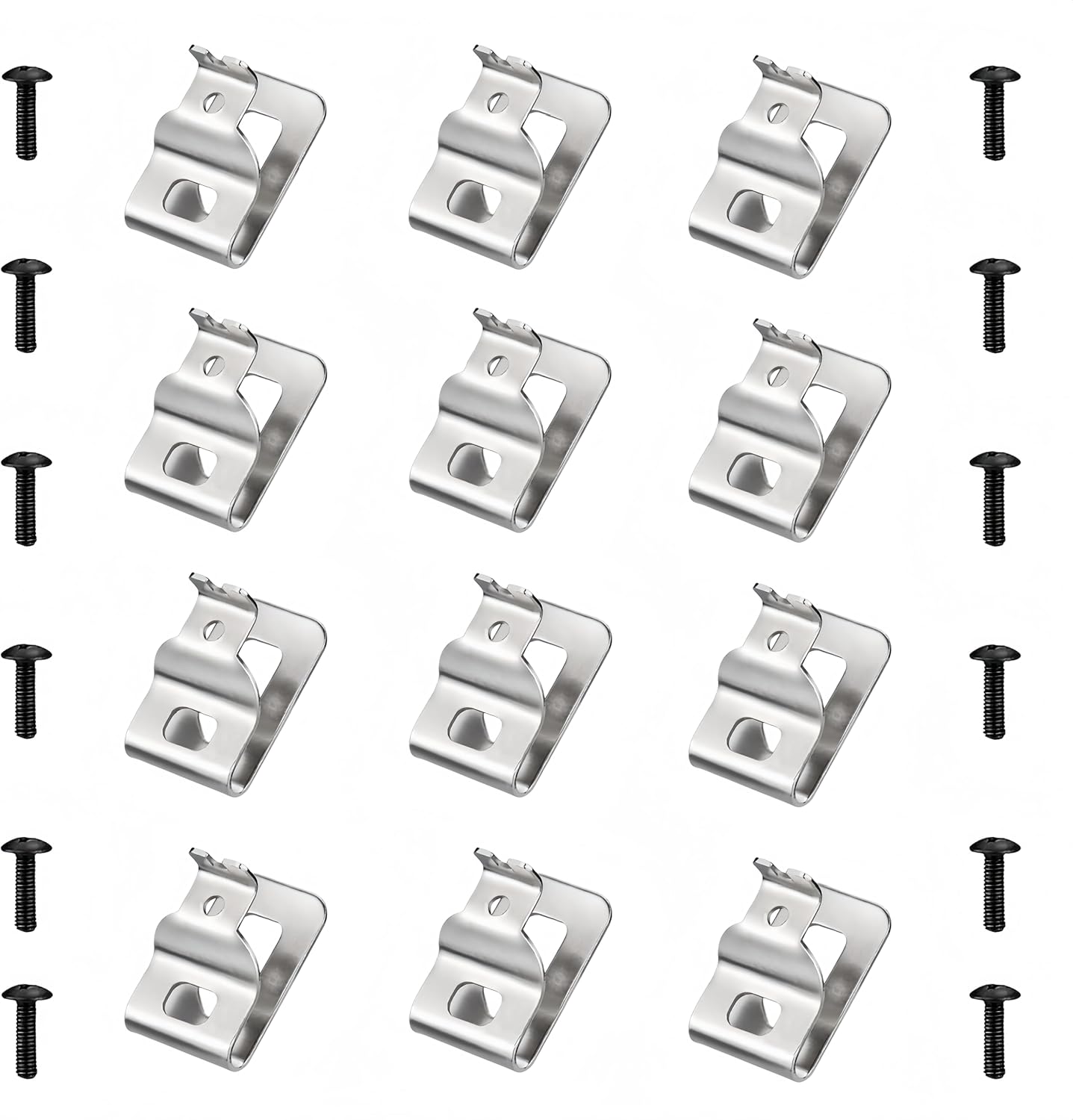 12-Pack Stainless Steel Belt Clips for dewelt 20V Power Tools - Compatible with DCD980, DCD980L2, DCD985, DCD985L2 - Includes Screws & Drill Tool Hooks (Model: N268241, N086039)