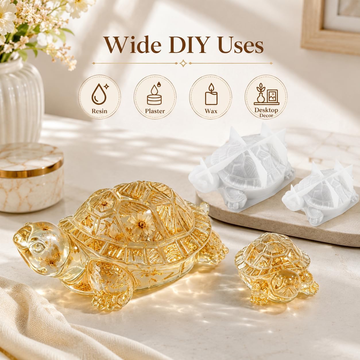 2 Pcs Sea Turtle Resin Molds, 3D Animal Silicone Molds for Epoxy Casting