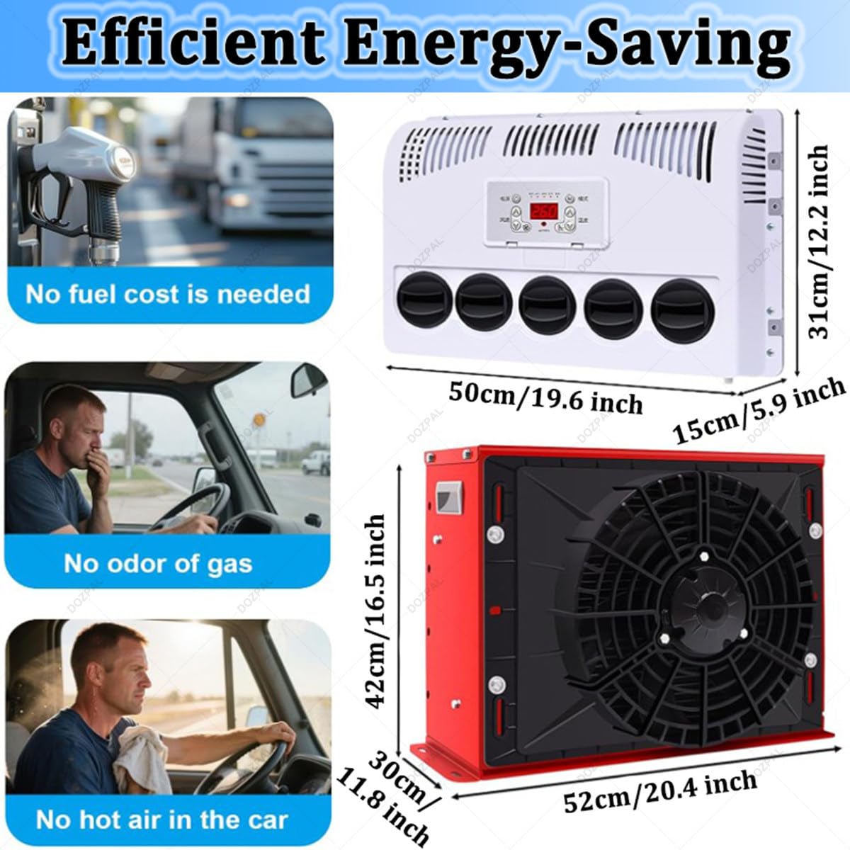Klimatyzator kabinowy do ciężarówki, mini klimatyzator typu split do kampera, do ciężarówki, autobusu, kampera, przyczepy kempingowej, szybkie chłodzenie, niski poziom hałasu Yellow-12V