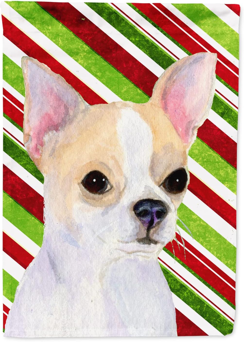 Caroline's Treasures SS4543CHF Chihuahua Candy Cane Holiday Christmas Flag Canvas, Large, Multicolor