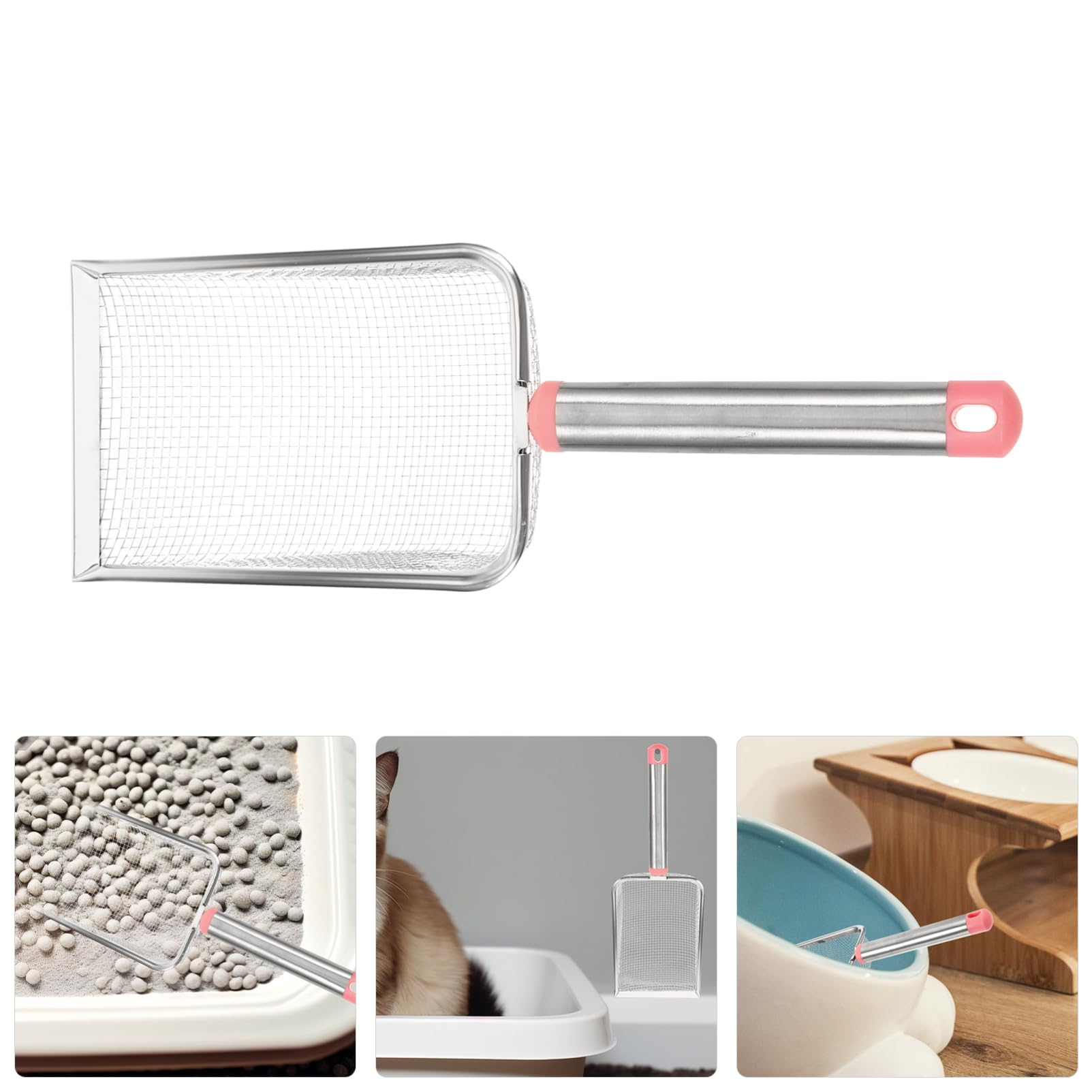 Mipcase 5pezzi Rastrello per Lettiera Acciaio Inossidabile per Gatti Strumento Pratico e Resistente per La Pulizia della Sabbia e degli Escrementi con Maglia Accessorio per Amanti degli