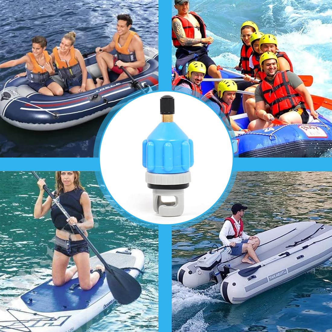 1 Pezzi Adattatore Per Valvola Sup, Adattatore Per Compressore Sup, Pompa Sup, Accessorio Per Pompa Sup, Pompa Elettrica Sup, Adattatore Per Pompe Per Kayak Dingy, Barche, Paddle（Blu）