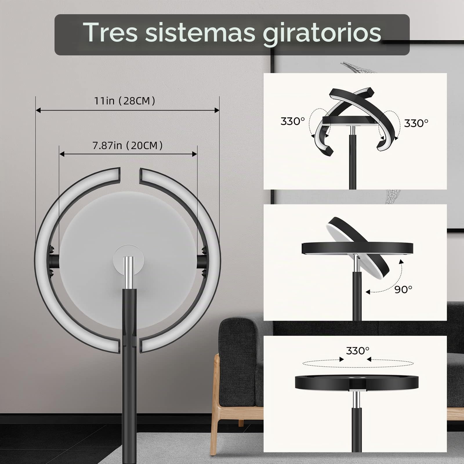 FIMEI Lámpara de Pie, 3 Temperatura de Color y Atenuación Continuas, con Control Remoto y Táctil, Moderna Lámpara de Lectura para Sala de Estar, Dormitorio, Oficina, 36W, Luz Central hacia Abajo