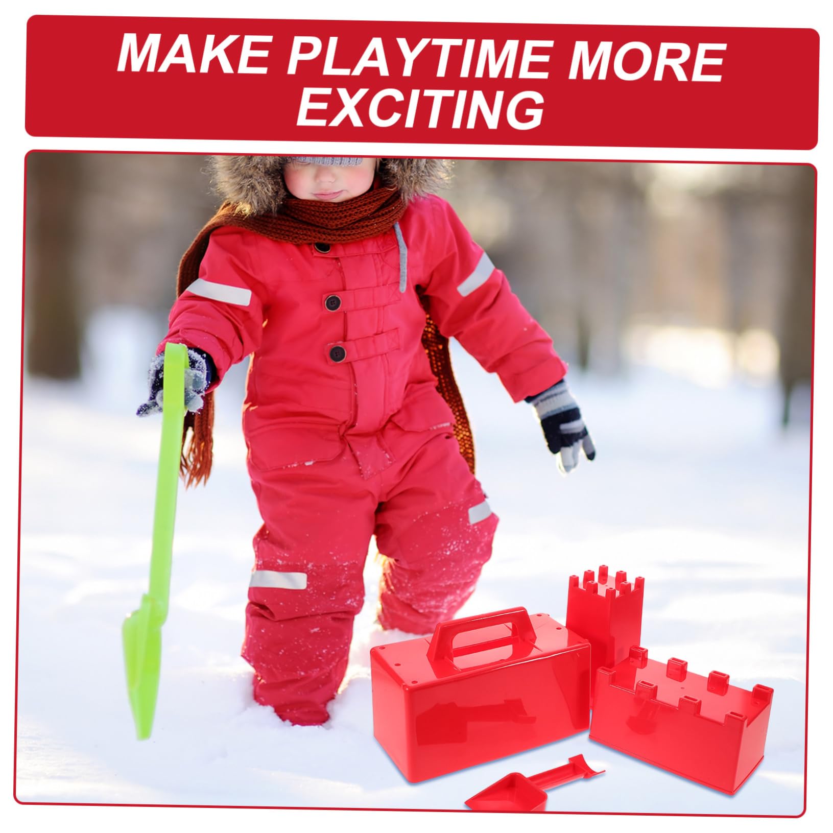 Didiseaon Molde para Hacer Ladrillos de Nieve para Niños, Juego de Plástico Rojo Fácil de Usar Que Fomenta la Creatividad en Juegos de Castillos de Arena y Actividades al Aire Libre