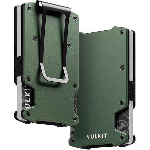 VULKIT Men's Minimalist Wallet RFID Blocking Metal Wallet with Money Clip Holds Up to 15 Cards