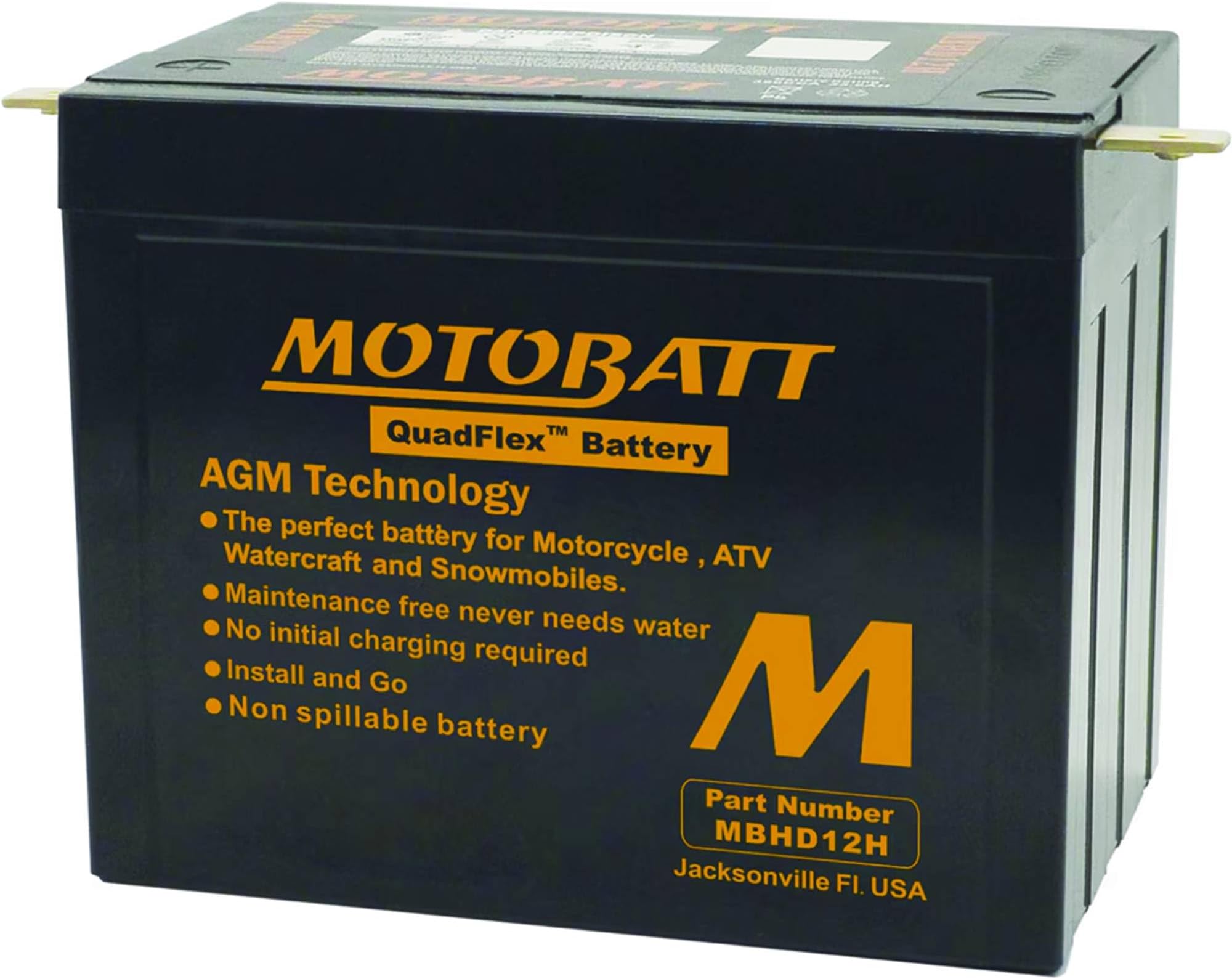 MotoBatt DB Electrical MBHD12H New Battery For Motobatt 33Ah, Harley-Davidson Fl, Flh Series 1340 1978-1984, 1200Cc 1965-1977, Ultranautics 1985-1986 Motorcycle YHD-12H Large