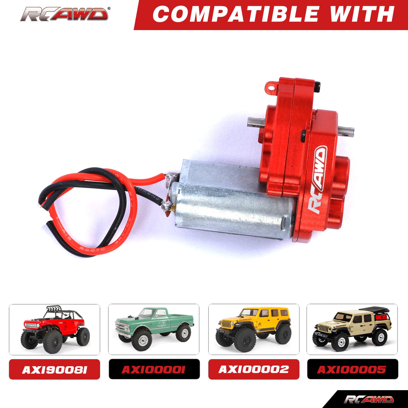 RCAWD SCX24 Upgrades: 050 55T Carbon Brushed Motor & Metal Gearbox Combo For Axial 1/24 Scale RC Crawlers - View #3