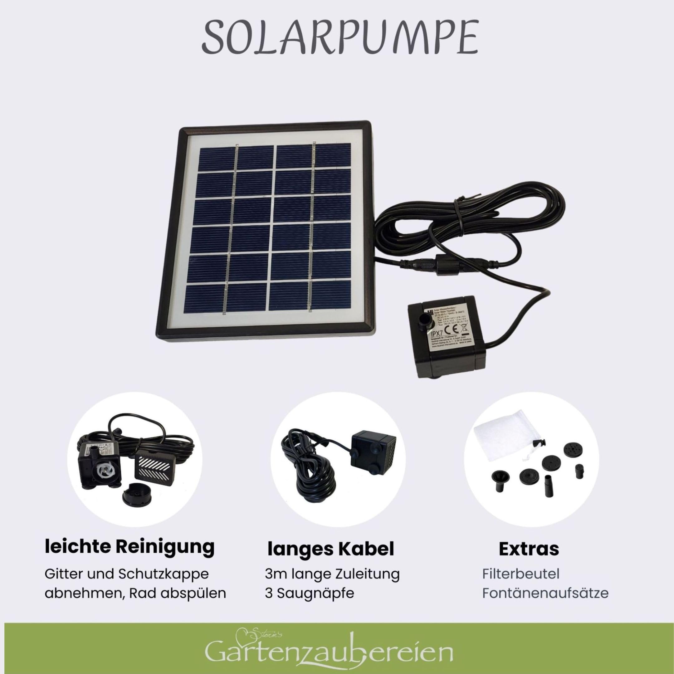 Storm's Gartenzaubereien Holzkiste mit Wasserspeier Ente, Kugeln + Solar | Kompletter Miniteich mit Pumpe