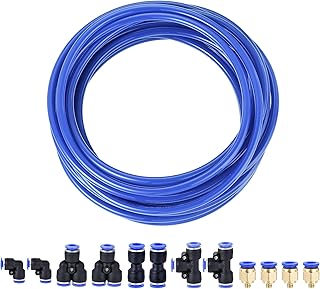 uxcell Pneumatic PU Air Tubing Kit with Push to Connect Fittings for Air Hose Line Pipe 8mm OD 10 Meters Blue