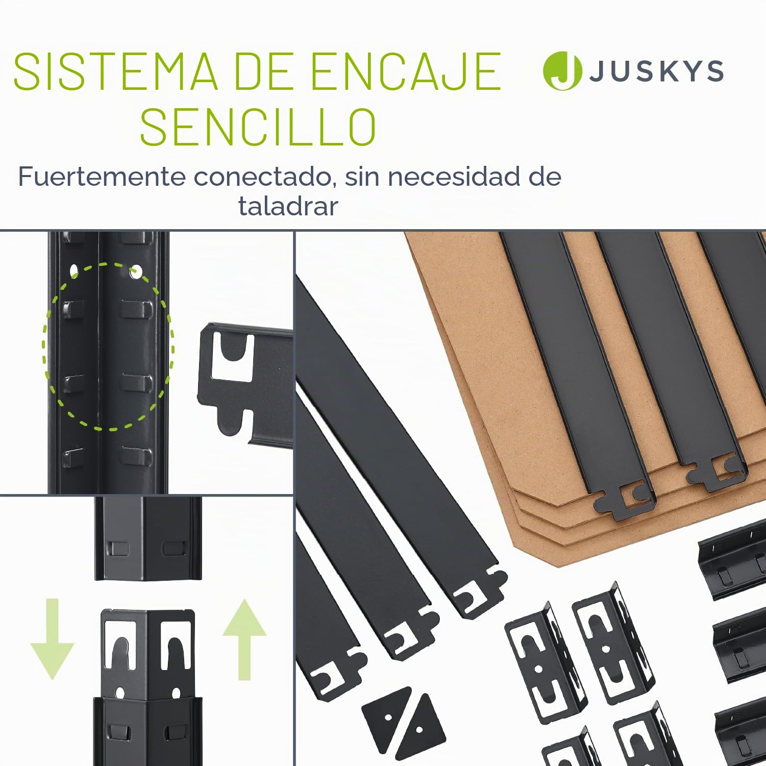 Juskys Juego de 2 estanterías de Almacenamiento Easy 160x80x40cm (AlxAxP) | 640kg de Capacidad de Carga | 8 estantes | Estantería metálica para Cargas Pesadas Estantería de Encaje para sótanos Gris