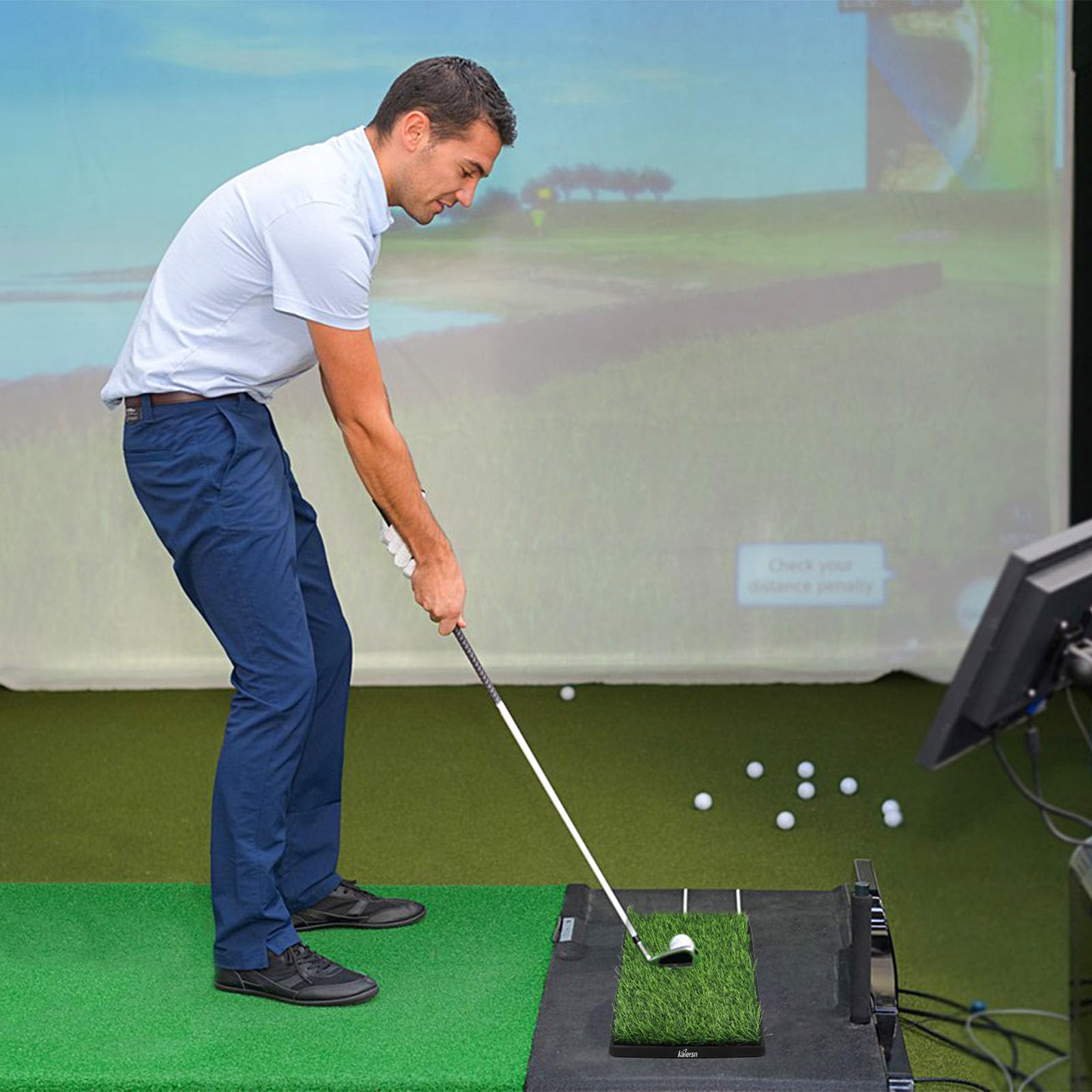 Hohong Upgrade Golf Hitting Mat, Golf Mat for Swing Detection Batting, Golf Mats Practice Outdoor Indoor Portable Golf Swing Mat, Swing Path Tracing Chipping Mat Golf Turf Mat 3-in-1 Impact Golf Mat