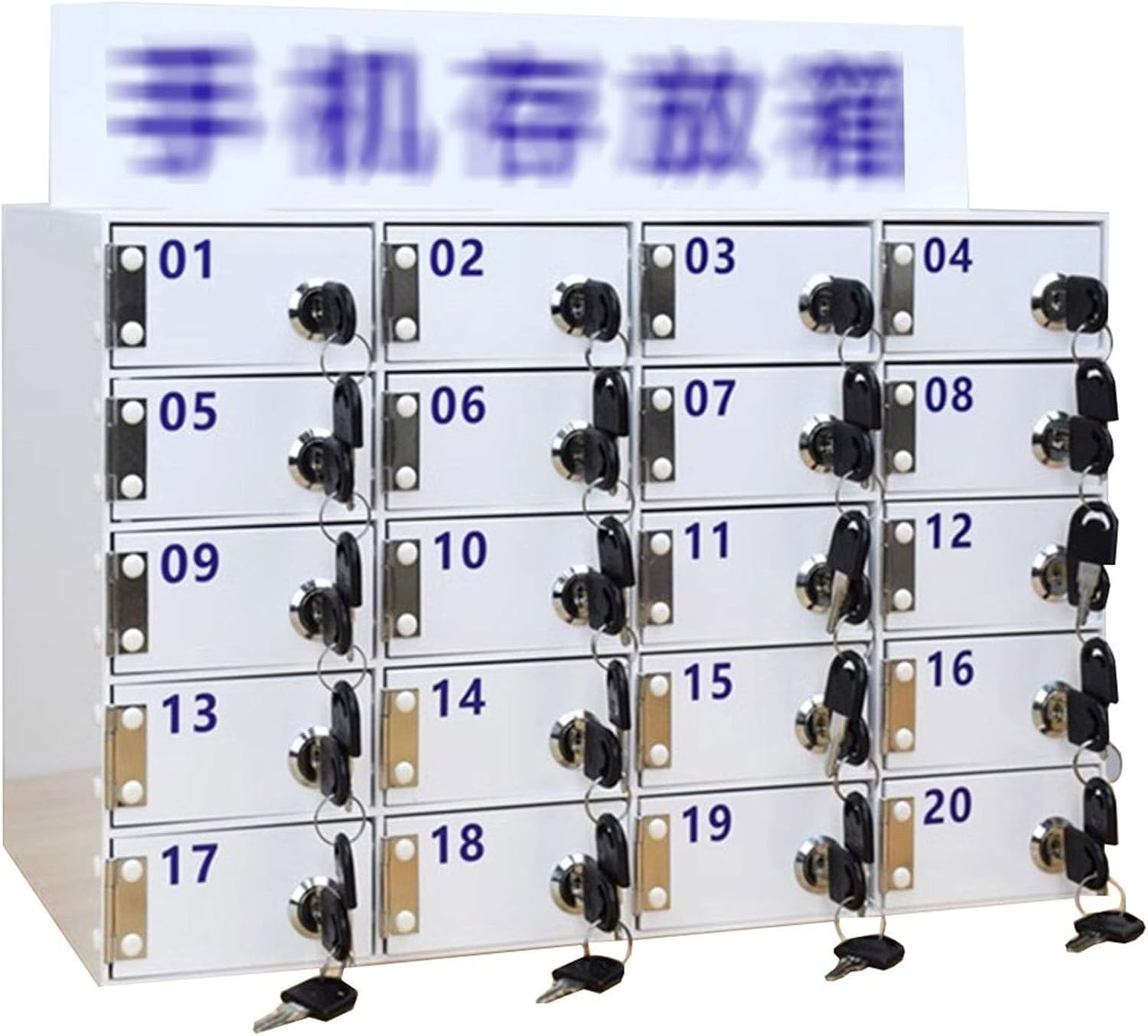 Phone Storage Cabinet White Thickened Acrylic Mobile Phone Cabinet Store 20 Bits Mobile Safe Box Factory Workshop Laboratory Mobile Phone Cabinet with Lock,White-20 bits