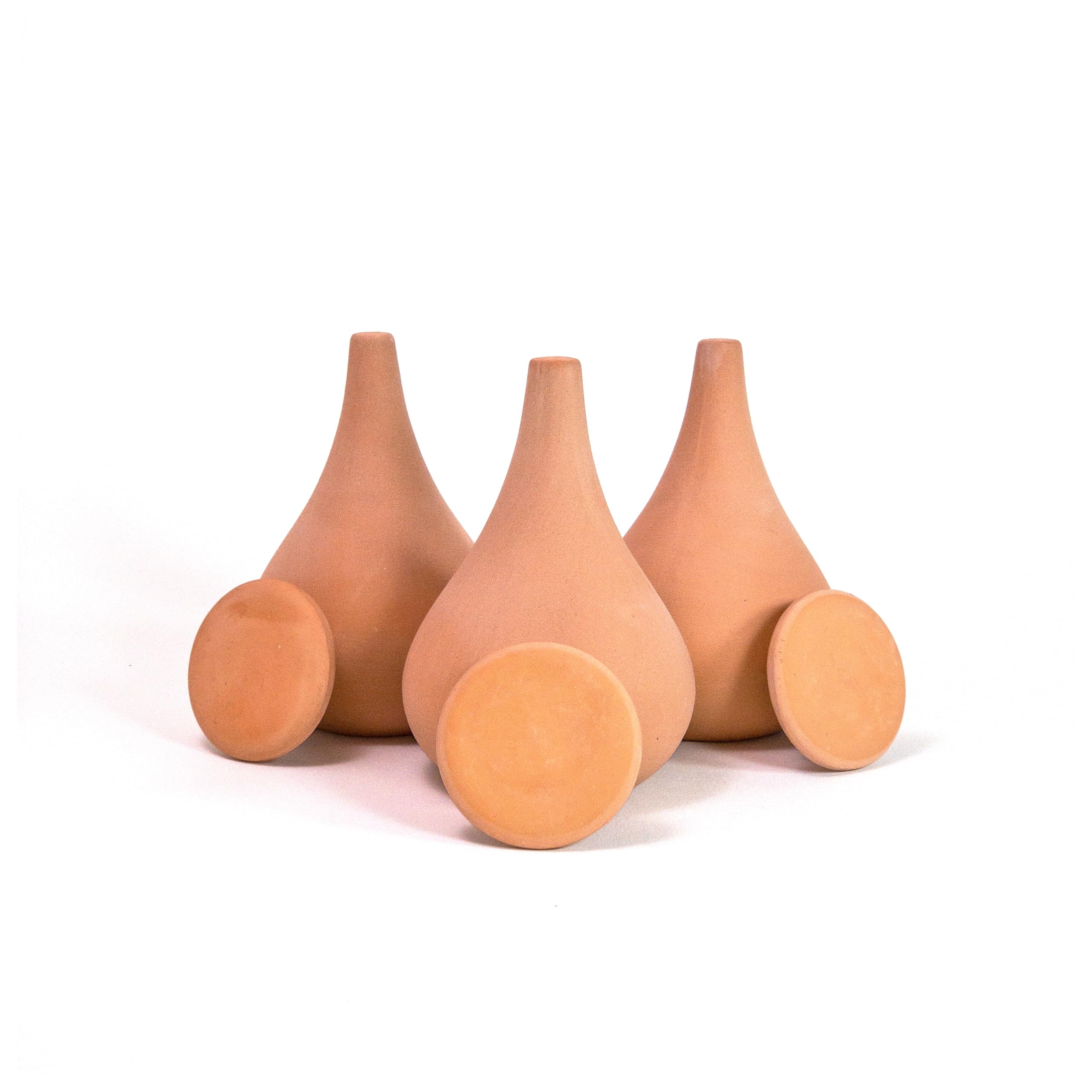 Oyas a 3 Oyas à Planter de 300 ML en Terre Cuite avec Couvercle - ollas pour Plante intérieure et extérieure - Goutte à Goutte par capilarité