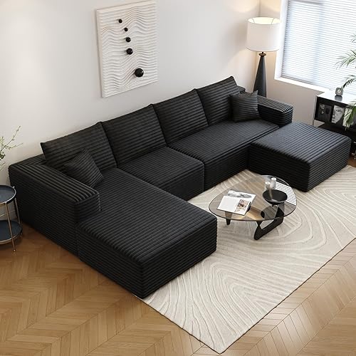 Miniatura 34 de Sofá seccional modular Cloud de 107.5 pulgadas con diván en forma de L, sofá modular moderno con asiento profundo, sofás tapizados para sala de