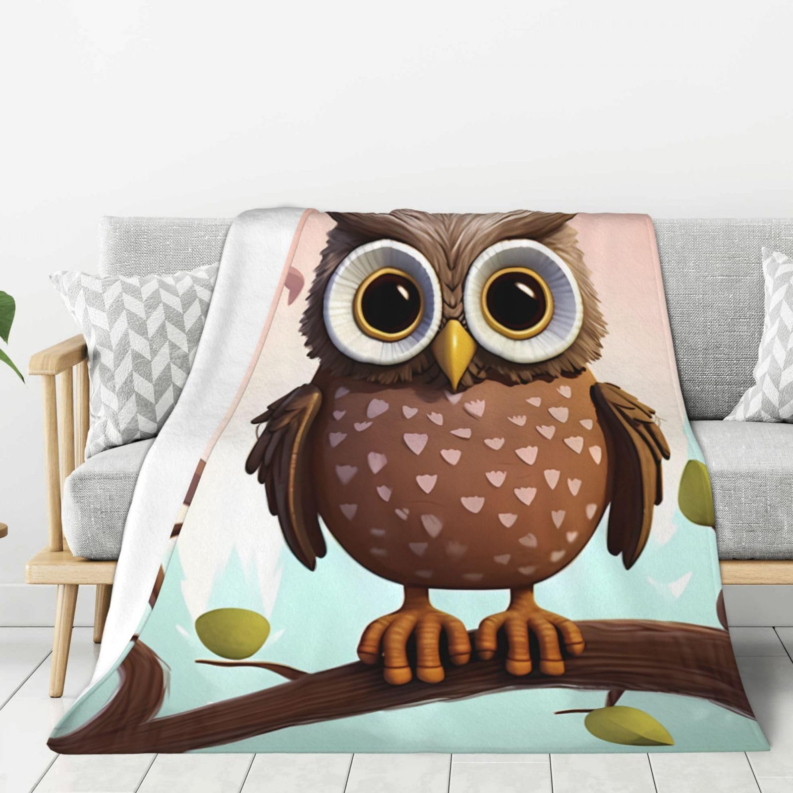 Couverture polaire hibou en flanelle douce et légère grand plaid lit canapé voyage