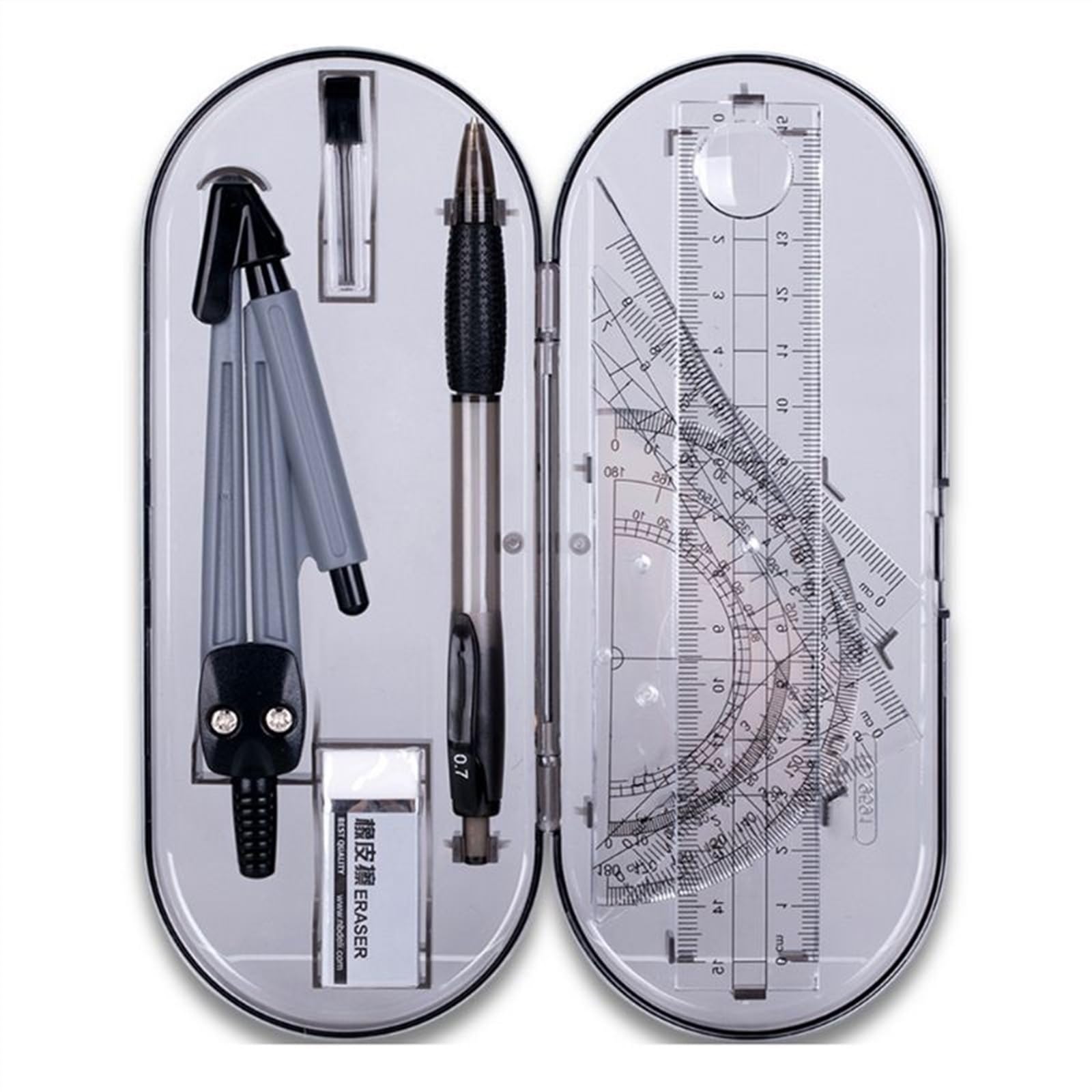 Compasso per geometria, kit di 8 pezzi per matematica e geometria per studenti e disegno tecnico - Compasso per disegno, kit di strumenti di apprendimento matematico di base, strumenti da disegno, se
