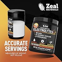 Vista 5 de Zeal Electrolyte Powder - 90 porciones Polvo de electrolitos Keto Cero azúcar, BCAA, vitaminas B Potasio, zinc, magnesio Bebida