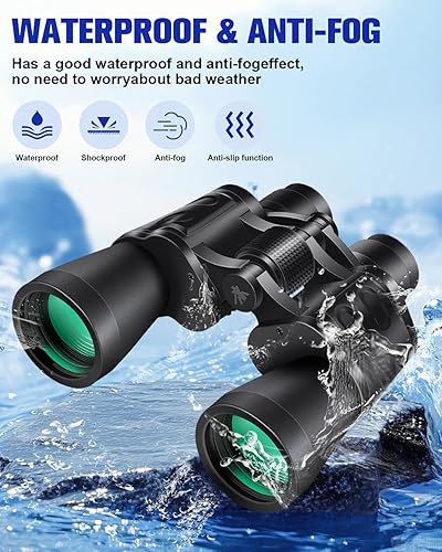 Vista 6 de 20x50 prismáticos de alta potencia para adultos, prismáticos claros y duraderos para observación de aves, turismo, observación de vida silvestre