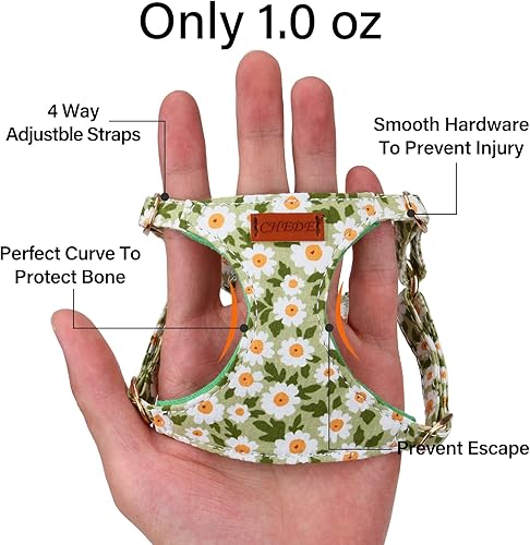 Miniatura 85 de CHEDE No Pull Floral Pattern Dog Harness - Lightweight and Soft, Adjustable Small Dog Harness Set with Leash, Suitable for Puppy to Medium-Sized Dog