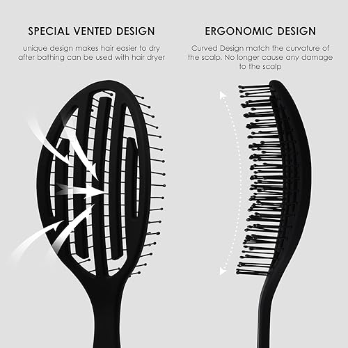 Miniatura 2 de Cepillo de pelo, cepillo desenredante con cerdas suaves para mujeres y niños, cabello rizado natural y grueso, ideal para cabello húmedo o seco,