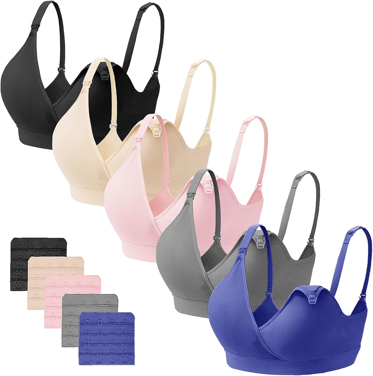 Gailife 5PACK V Neck Nursing Bras Seamless Maternity Bras with Extra