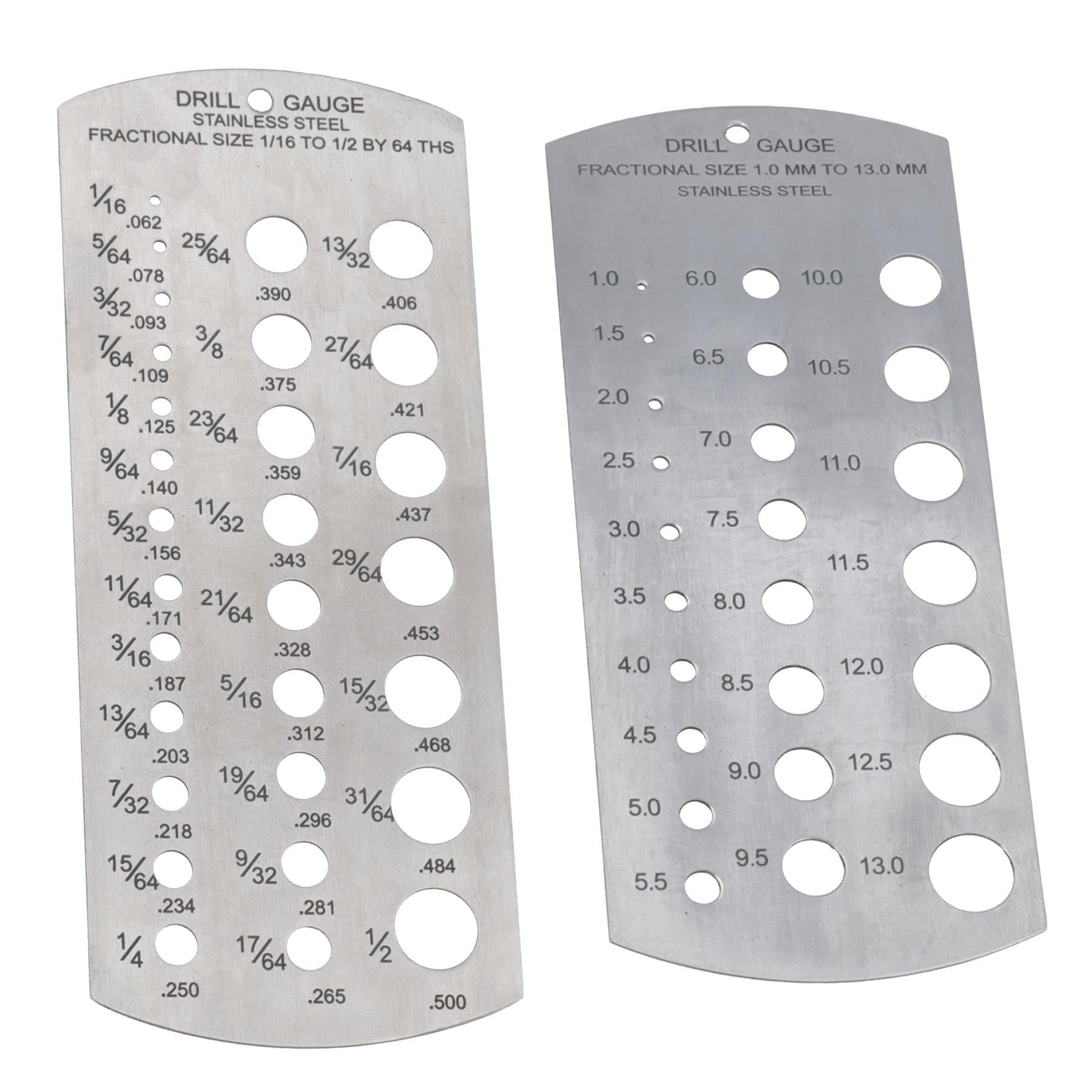 Ab Tools Metric & Imperial Fractional Drill Size Gauge 1 To 13Mm & 1/16 To 1/2" Measure