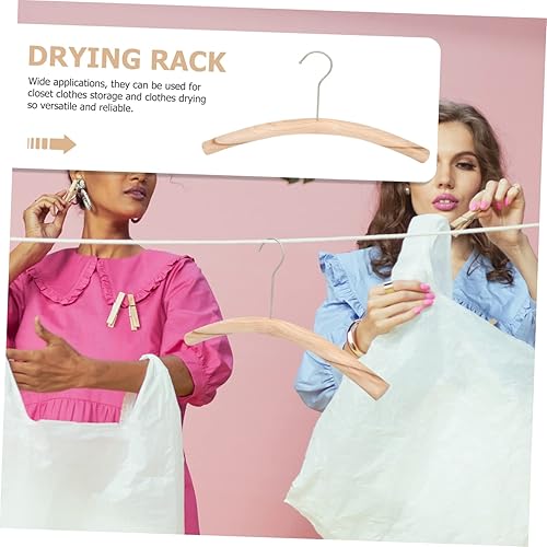 Miniatura 2 de CHILDWEET Perchas de madera resistentes y naturales para almacenamiento en armario y secado de ropa, estilo nórdico para organizar camisas, trajes y