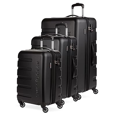 SwissGear 7366 Hardside Expandable Luggage with Spinner Wheels, Black, 3-Piece Set (19/23/27)