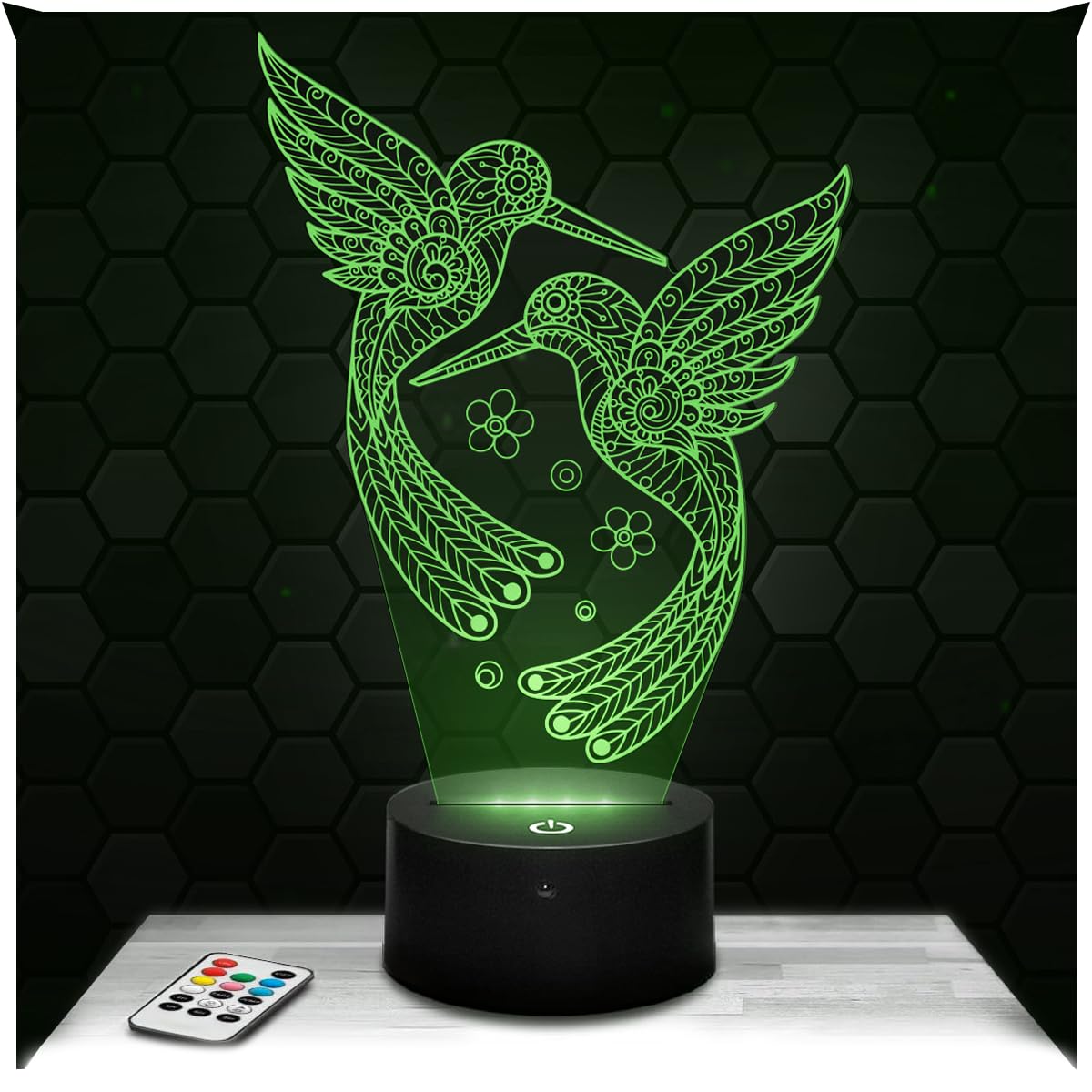 Lampephoto.fr - Hummingbird Mandala 3D Lamp Decoration Animal Bird, Gift idea for Men and Women Colibris Mandala Object Adult Night Light Room Decor, Original Christmas, Gift idea for Men and Women
