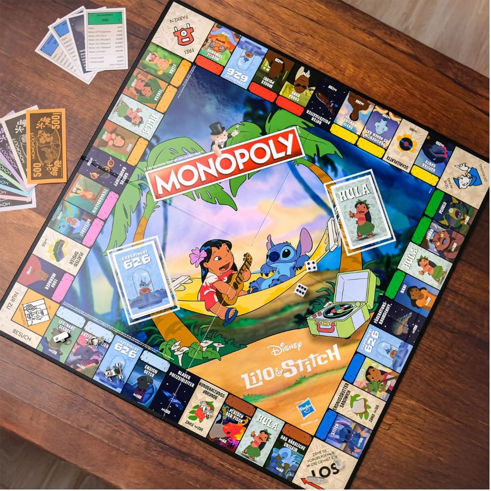 Hasbro Monopoly Disney Lilo & Stitch - Jeu de société pour les familles et les enfants 8+ | Édition de collection avec personnages emblématiques, Pions exclusifs et graphiques tropicaux hawaïens