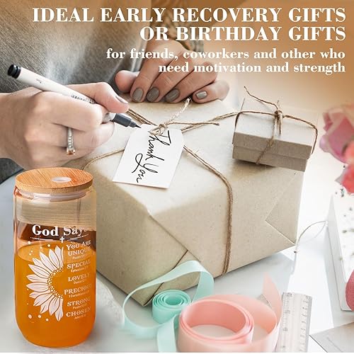 Miniatura 4 de 6 piezas de regalos cristianos para mujeres, regalos religiosos, tazas de café helado, vasos de 16 onzas con tapas de bambú y juego de pajilla,