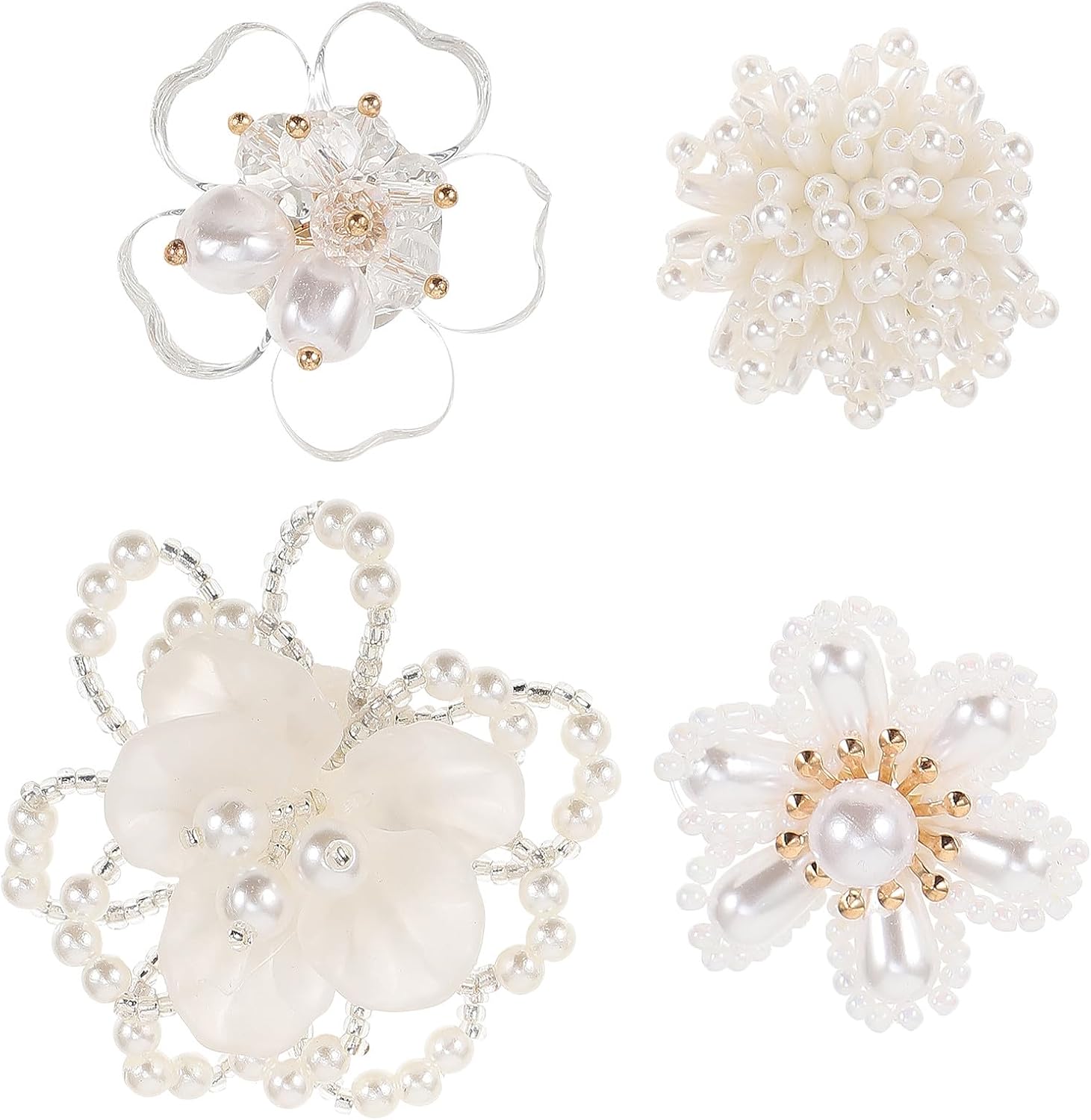 Ipetboom 4pcs Crystal Neckline Beading Ornaments DIY Cloth Applique Garment Decorations Sewing Accessories