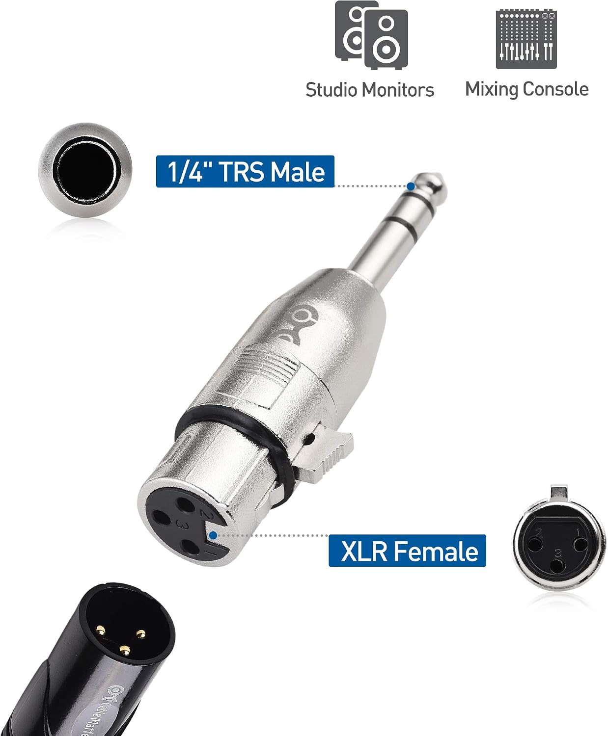 Cable Matters 2-Pack 6.35mm 1/4 Inch TRS to XLR Adapter - Male to Female