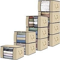 Vista 14 de Fab totes Paquete de 8 bolsas de almacenamiento plegables para mantas, contenedores de almacenamiento para organizar dormitorio, armario, ropa, Gris