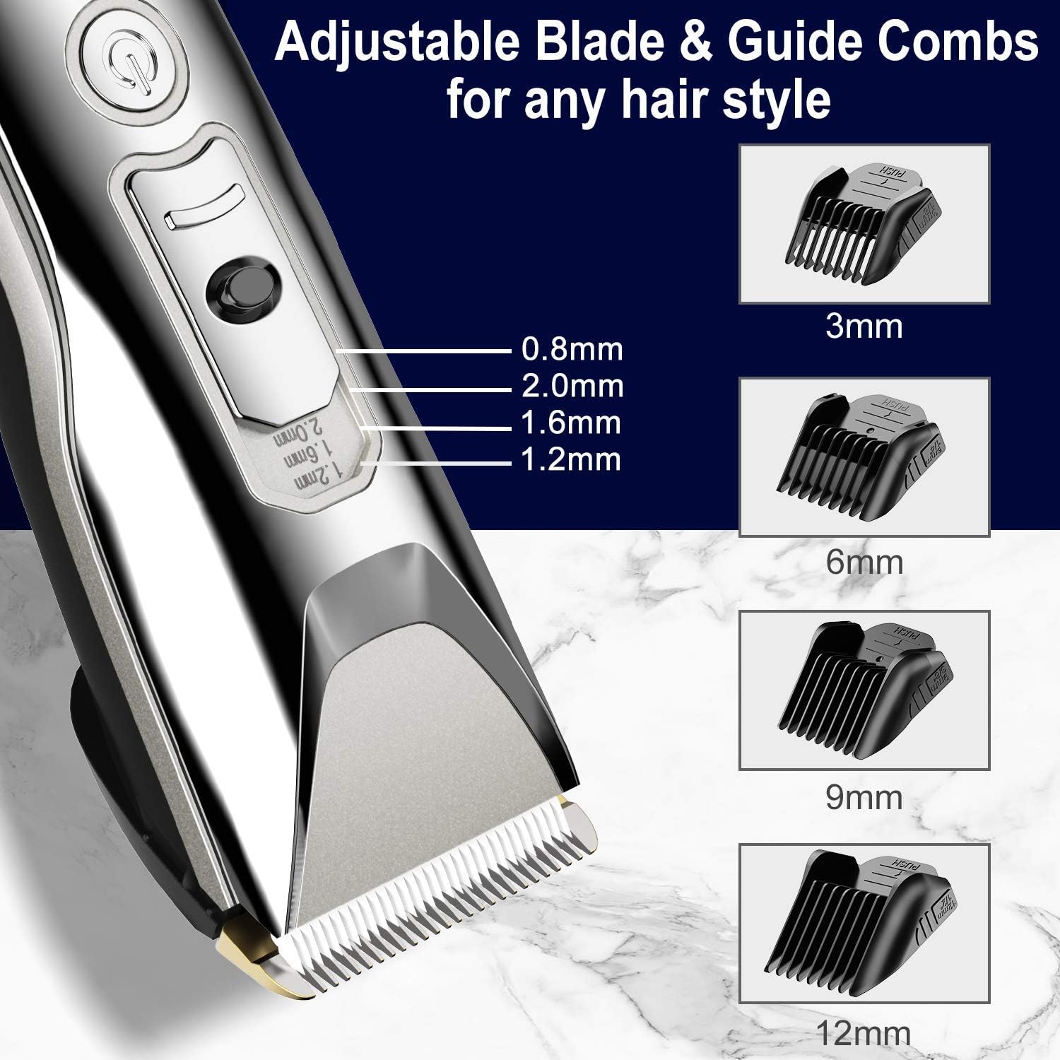 Hair Clippers for Men - Cordless Ceramic Blade Mens Hair Trimmer Beard Trimmer Hair Cutting & Grooming Kit Rechargeable