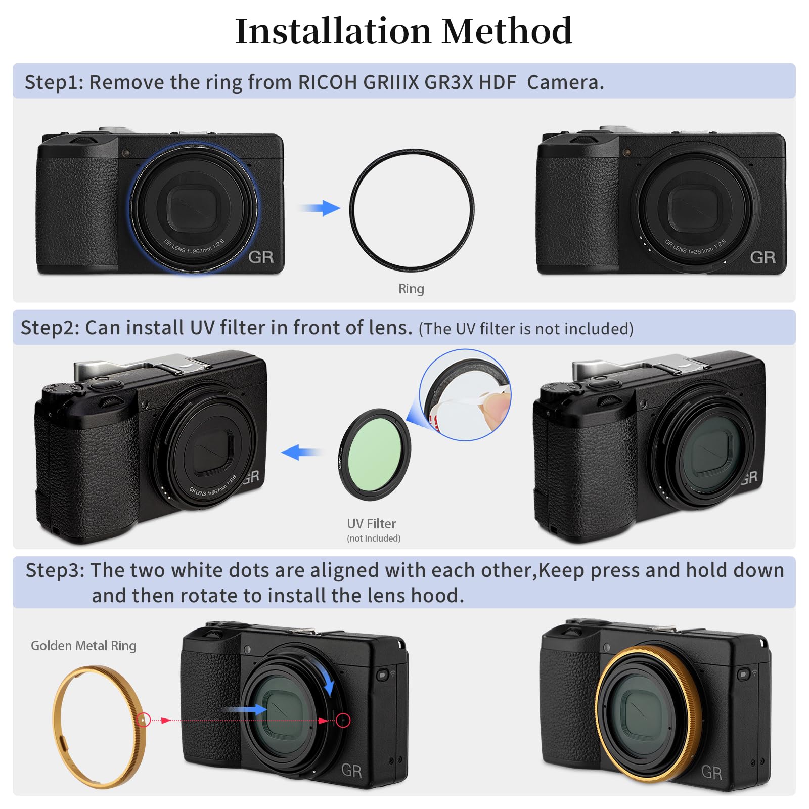 【リング欠品】RICOH GR H&Y メタルリング RICOH GR lV 対応 アルミ削り出し | H&Y Filters