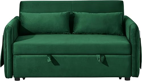 Miniatura 5 de YUNLife&Home Moderno sofá biplaza tapizado tipo futón convertible a sofá cama, sofá biplaza Love de 2 asientos con respaldo ajustable para sala de