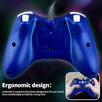 OSTENT Wired USB Controller Gamepad Joystick for Microsoft Xbox 360 Console Windows PC Laptop Computer Video Game Color Blue