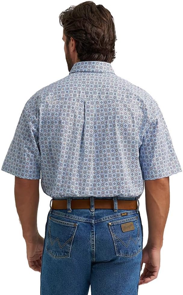 Wrangler Men's George Strait Blue Pocket Short Sleeve Shirt