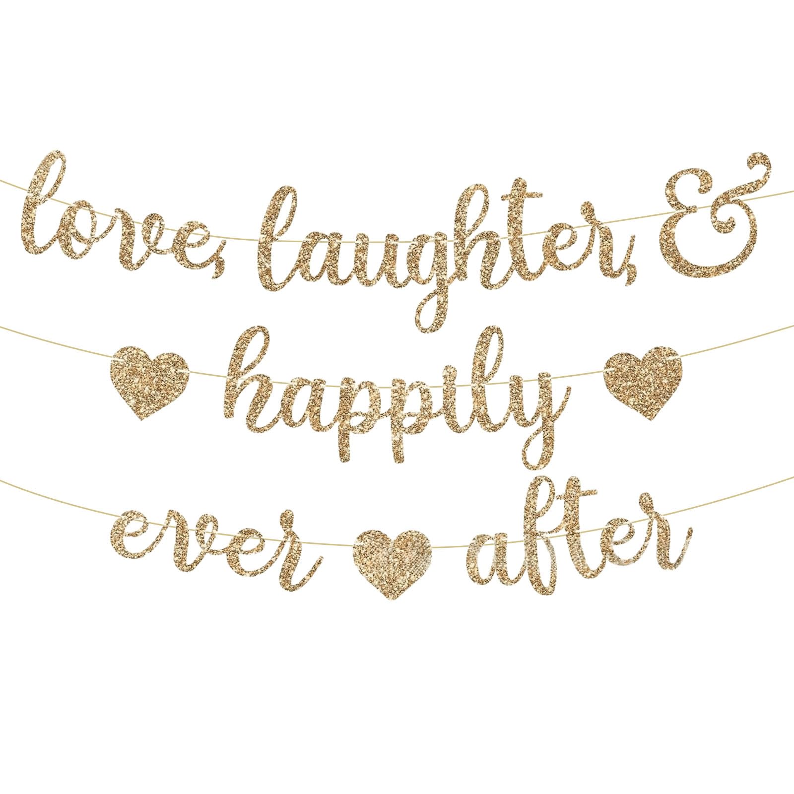 VGRDTW Just Married Banner, Wedding Decorations, Just Married Decorations, Champagne Gold Bridal Shower & Bachelorette Party Sign, Wedding Banner with Glitter Details for Party Supplies — image 1