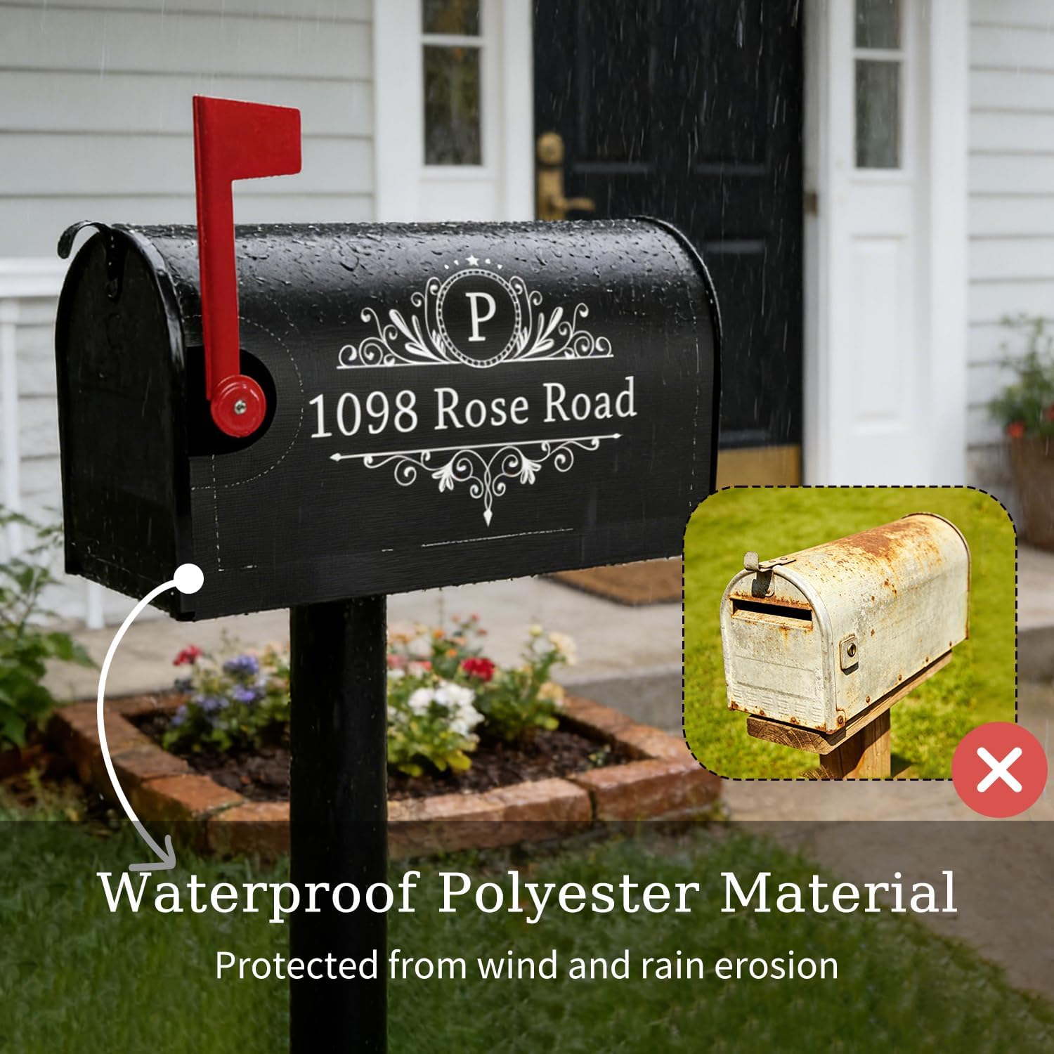 Custom Address Mailbox Covers Magnetic Personalized Mailbox Magnet Decor Post Letter Box Covers Standard Size Wraps for Outside Garden Yard Courtyard Decor