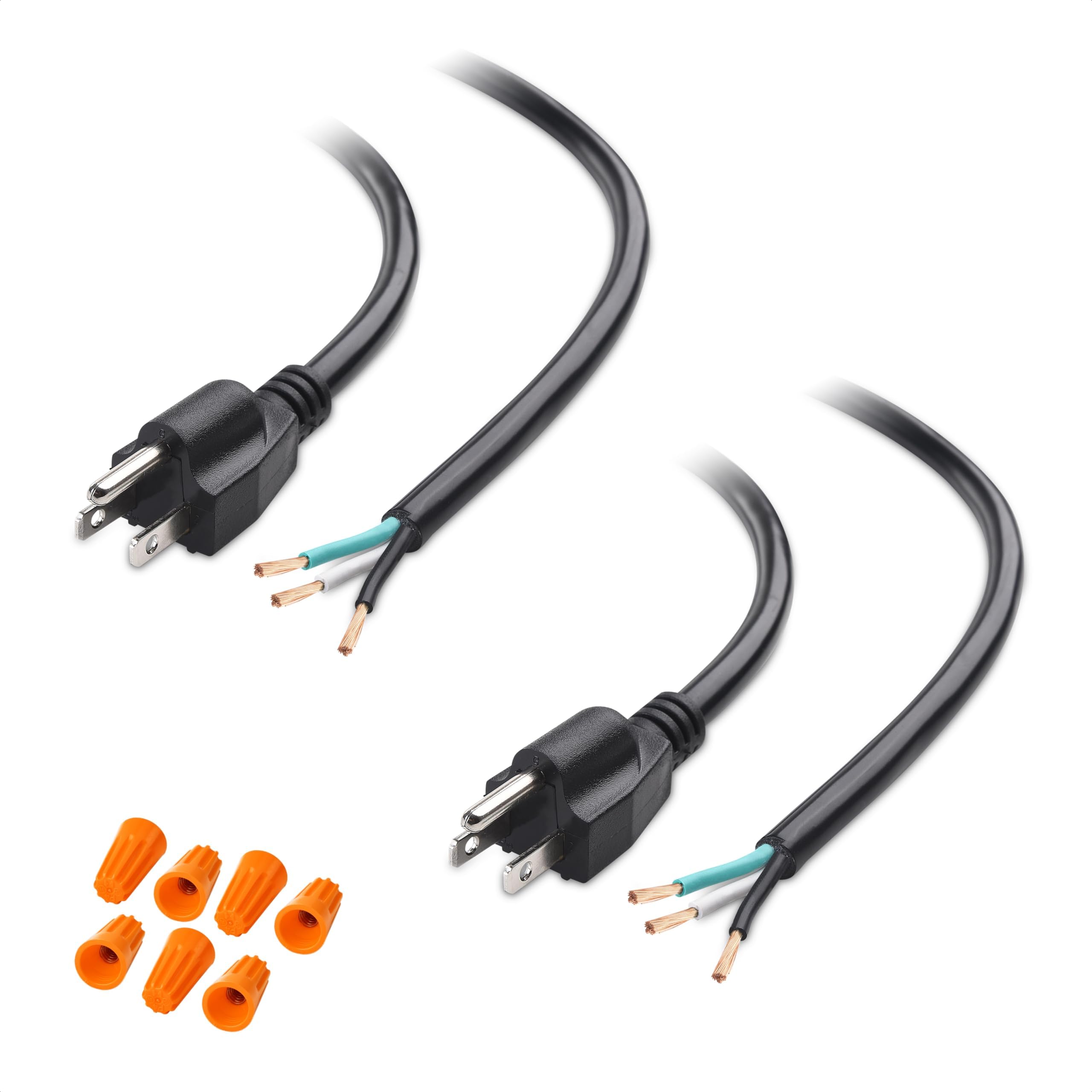 2-Pack 14AWG 3-Prong Power Cord Replacement 15A, 1875W Appliance Cord 10ft (Replacement Cable, Dishwasher Power Cable NEMA 5-15P to 3-Wire)