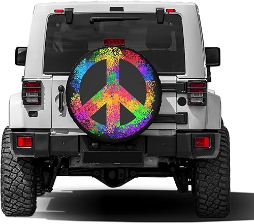 Miniatura 2 de Delerain Hippie Symbols - Fundas para neumáticos de repuesto, impermeables, a prueba de polvo, ajuste universal para remolques, RV, SUV, camiones y