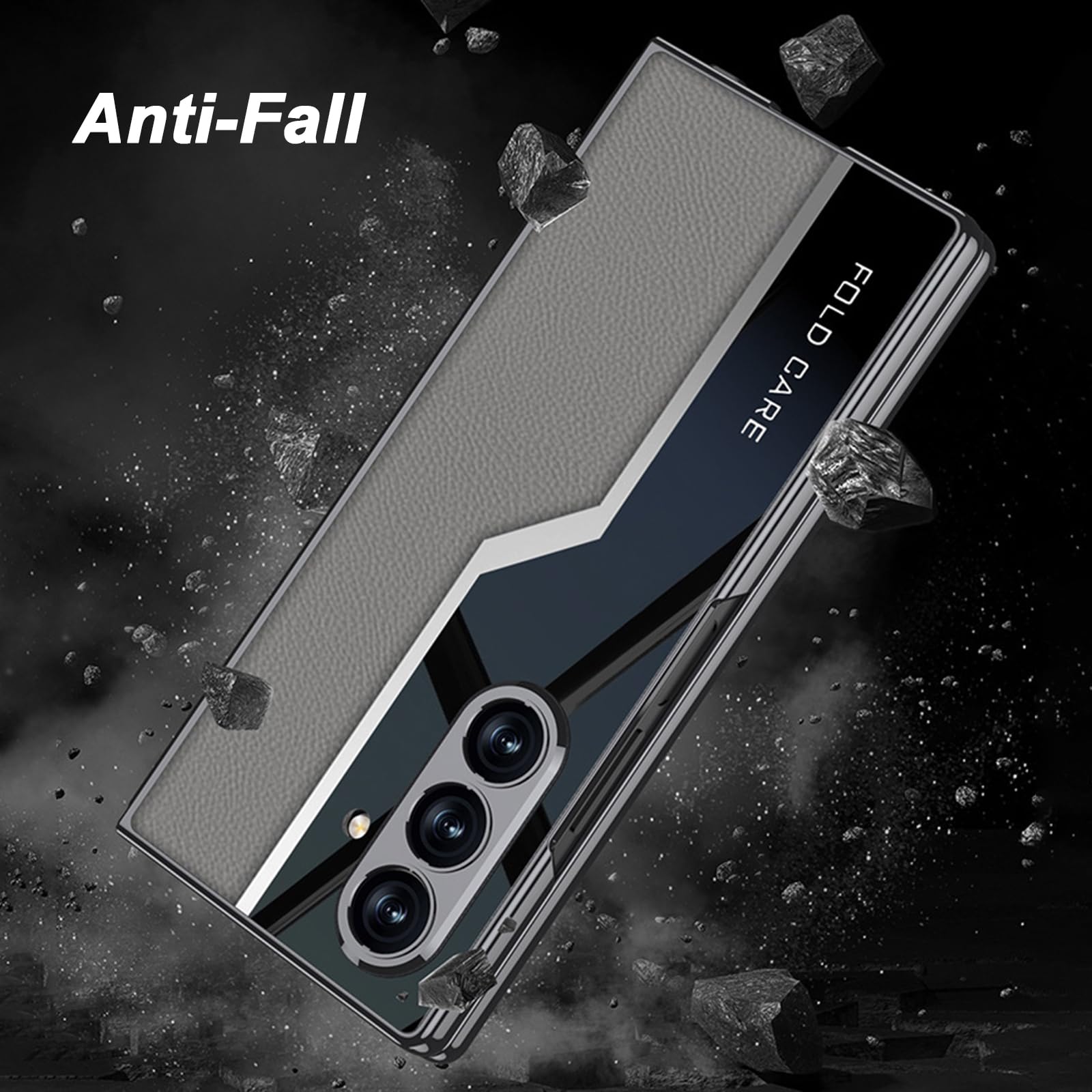 Funda Delgada For Samsung Galaxy Z Fold 8 Ultra, Textura De Fibra De Carbono Empresarial, Lente Todo Incluido, Protección De Pantalla De Vidrio Templado, Cubierta De Cuero Galvanizado