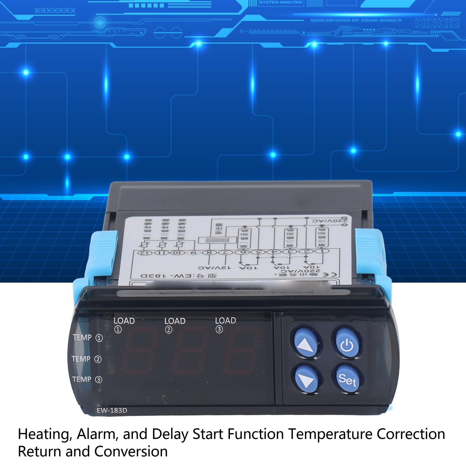Kit Termostato con Relè Riscaldamento, Uscita 3 Vie AC220V,
